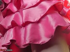 Look up brunettes pink suit