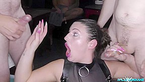 Lusty girls enjoy bukkake dick