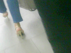 MILF in golden high heels