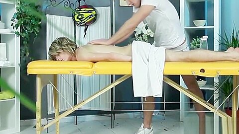 Massaged euopean twink gets cumshot