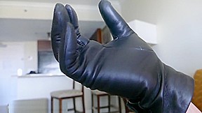 Masturbation - Leather Gloves Under Pantyhose