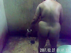 Mature Indian Bengali Bath captured in bathroom by nephew