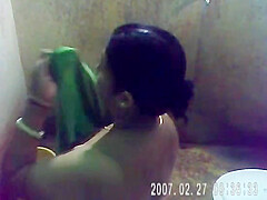 Mature Indian Bengali Bath captured in bathroom by nephew