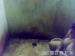 Mature Indian Bengali Bath captured in bathroom by nephew