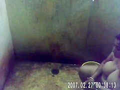 Mature Indian Bengali Bath captured in bathroom by nephew
