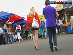 Mini upskirt of a golden-haired