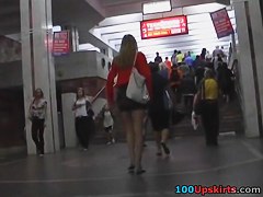 Mini upskirt of a golden-haired
