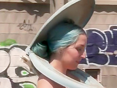 Mistress made amateur babe fuck in public