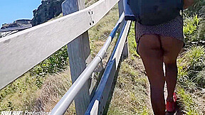 Mountain Hiking Sexy Girls Short Dress Caught In Backpack Exposing Her Big Ass - Candid