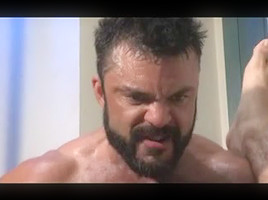 Muscular gay bears fucking hard on the bed
