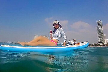 My New Butt Plug N Chinese Balls In Open Sea Show On Sup Board