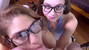 My Step sister and I take turns sucking and swallowing our step brothers dick