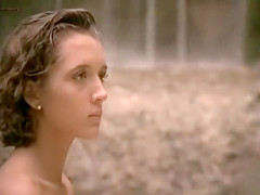 Naked cavegirl with perky tits in movie clip