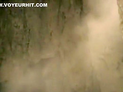 Naked cavegirl with perky tits in movie clip