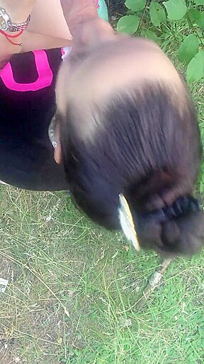 Nasty Brunette Babe Outdoor Blowjob - SoloAustria