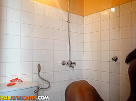 Natural Amateur Black Loving Couple Shower Sex - RealAfricans