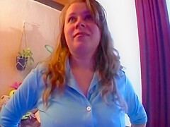 Natural Titted German Brunette Sucking And Riding A Thick Cock In The Living Room