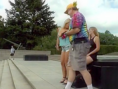 Natural busty babe tormented for tourists