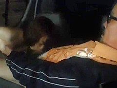 Naughty Asian milf entertains an older horny guy with her mouth