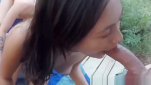 Naughty Latina teen 18+ Slut Maya Grand Enjoys Outdoor FFM Threesome