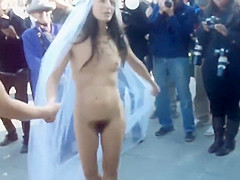 Naughty married couple dances naked with their friend in public