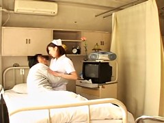 Naughty nurse moans while crammed in her nice hairy beaver