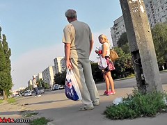 Nice amateur blonde babe with sexy legs upskirt video