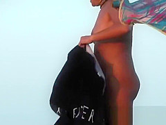 Nudist beach vid with a hot brunette