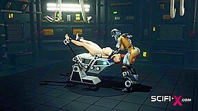 Oh baby! Hot sexy busty girl likes it rough in the sci-fi lab