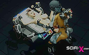 Oh baby! Hot sexy busty girl likes it rough in the sci-fi lab