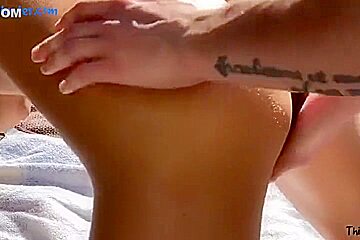 Oiled Up All Over, Licked Pussy And Fucked On The City Beach Bussyhunt