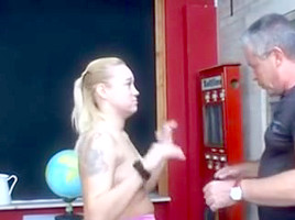 Old man fucks teen 18+ chubby blonde with big ass