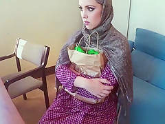POV fucked muslim babe takes cum in mouth