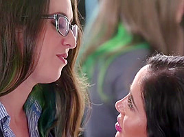 Passionate lesbian sex after a long day at work