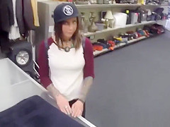 Pawning babe swallows brokers cum for money