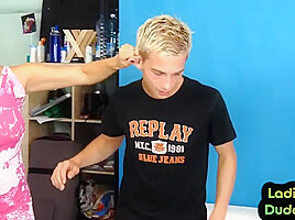 Pegging amateur chicks fuck guy in 3some with strapon