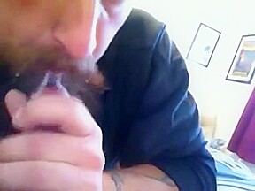Perverted old man next door loves the way I suck his cock