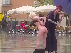 Petite Spanish slave disgraced in the rain