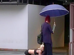 Petite Spanish slave disgraced in the rain
