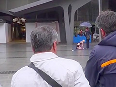 Petite Spanish slave disgraced in the rain