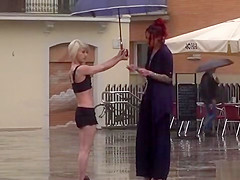 Petite Spanish slave disgraced in the rain