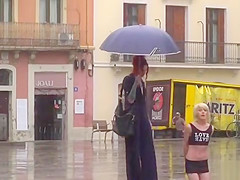 Petite Spanish slave disgraced in the rain