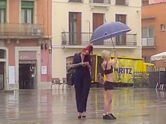 Petite Spanish slave disgraced in the rain
