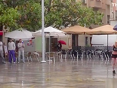 Petite Spanish slave disgraced in the rain