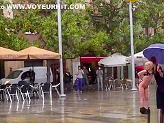 Petite Spanish slave disgraced in the rain