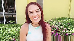 Picked up red head teen 18+ jerks guys cock before riding