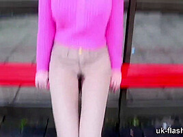 Pissing Myself Waiting for the Train! Cheeky Chessie Kay for UK-Flashers