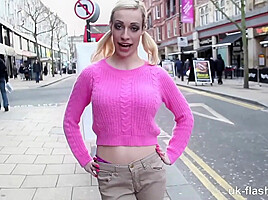 Pissing Myself Waiting for the Train! Cheeky Chessie Kay for UK-Flashers