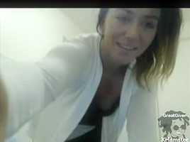 Plump slut with huge tits masturbates on webcam
