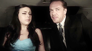 Poor nerdy gangbanged by a group of jocks on her way to prom